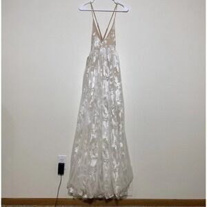NWT Altar'd State Bridal Dress White Ivory Embroidered Small Maxi Nude Floral